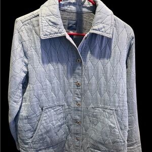 J. Jill Quilted Denim Jacket in Soft Blue
